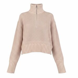 Sincerely Jules Pink Waffle Knit Half Zip Mock Neck Sweater XL